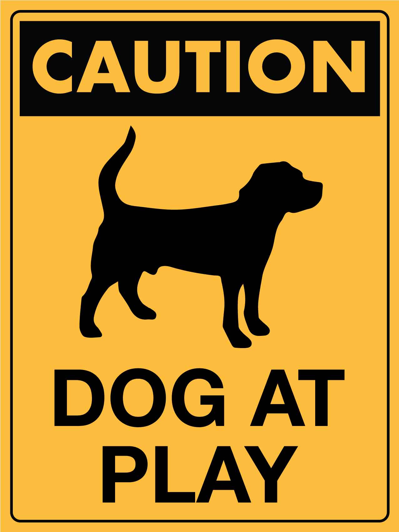 Caution Dog at Play Sign - New Signs