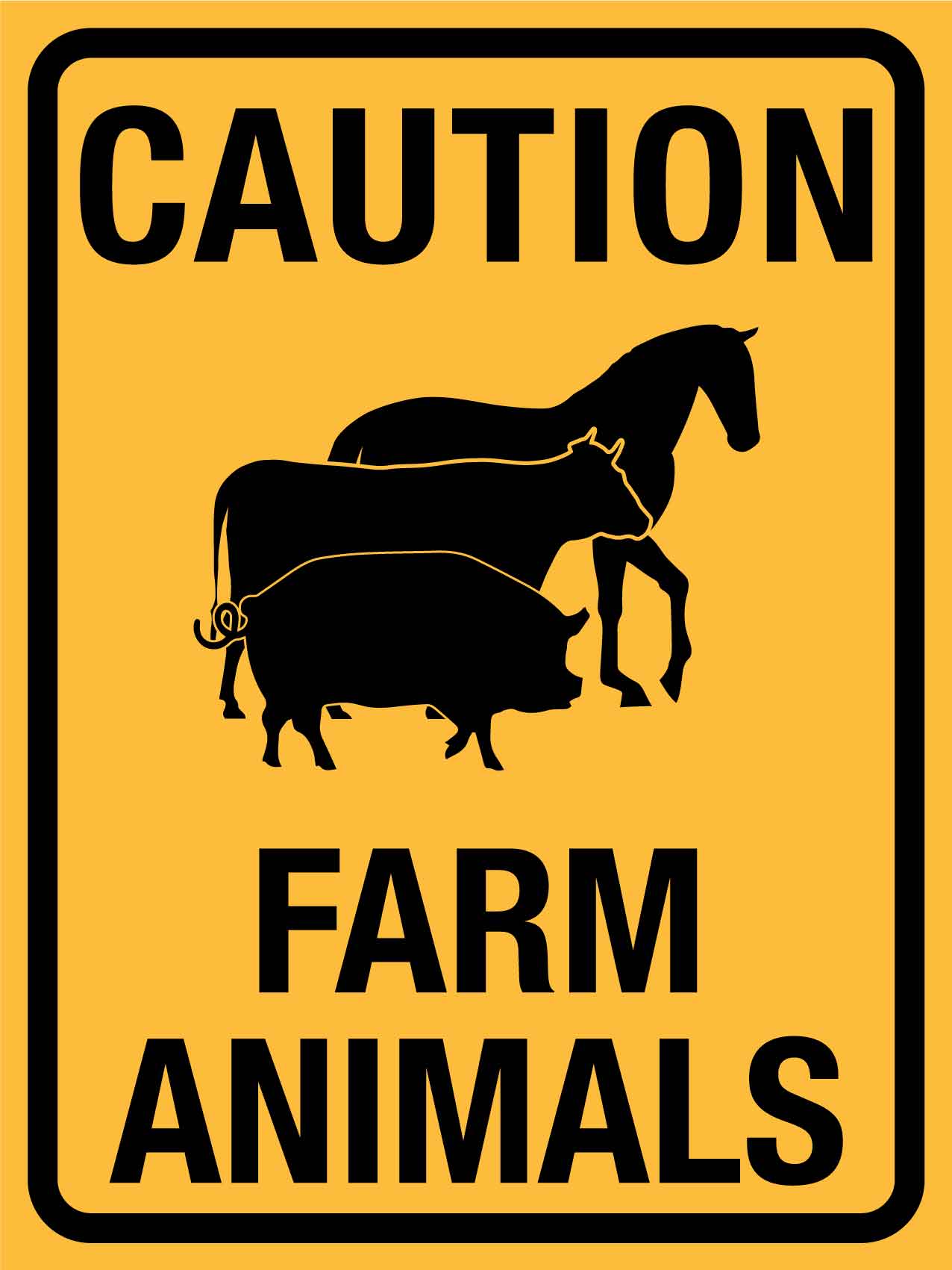 Caution Farm Animals Sign - New Signs