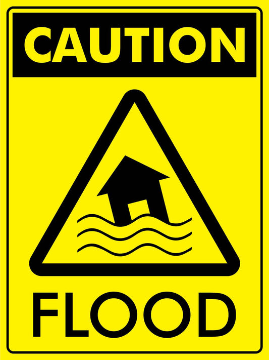 Caution Flood Bright Yellow Sign - New Signs