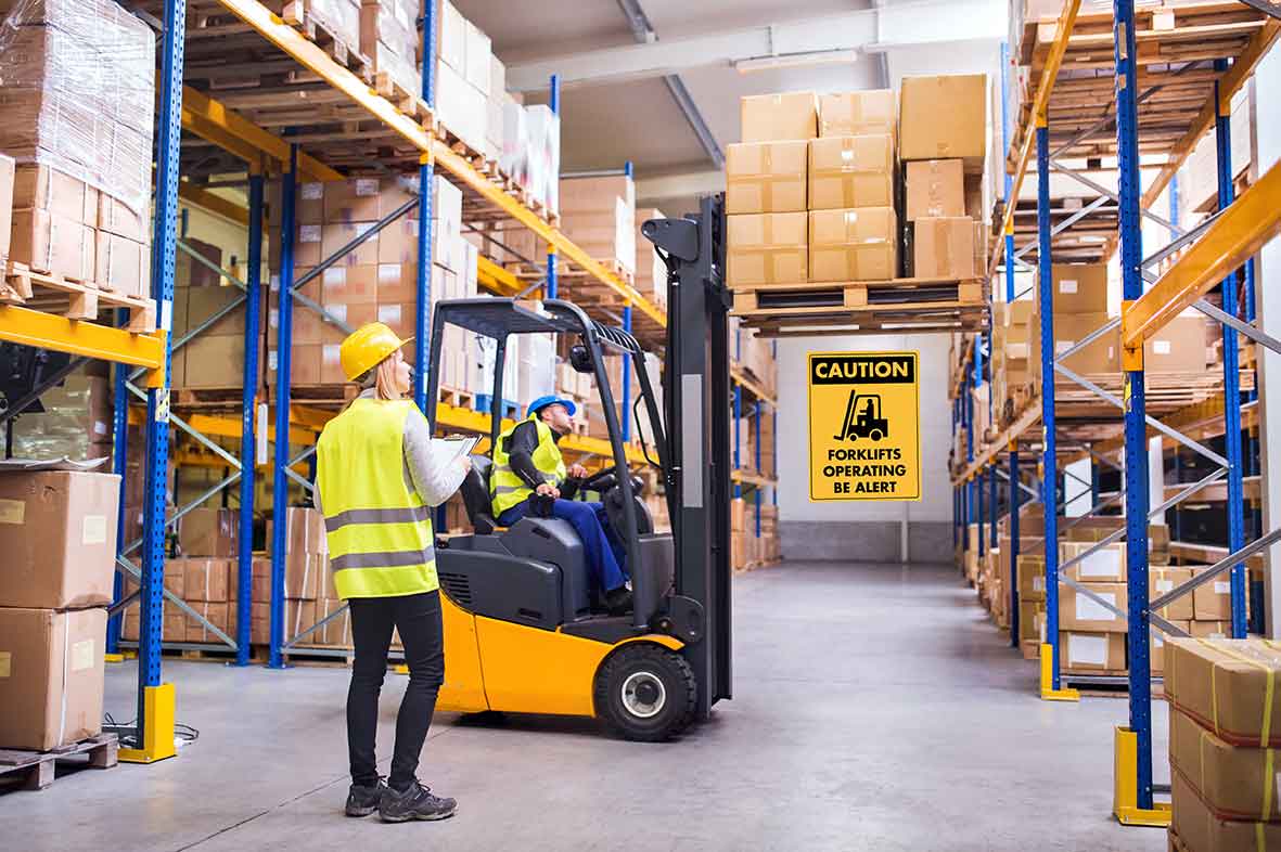 Caution Forklift Operating Be Alert Sign - New Signs