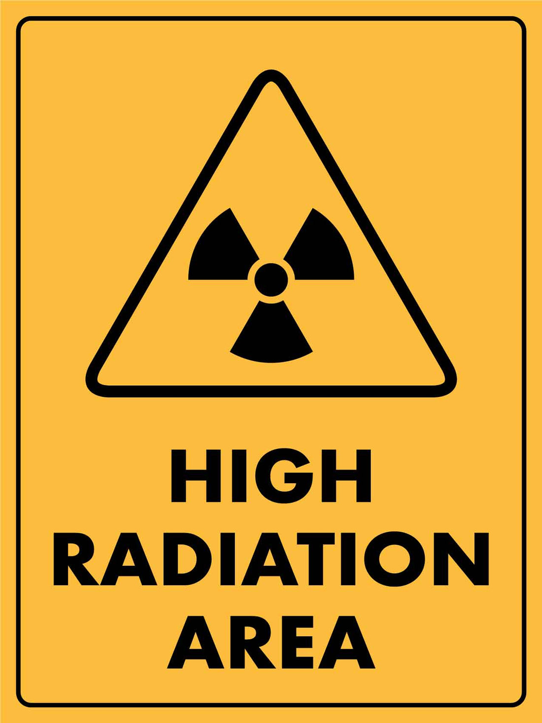 Caution High Radiation Area Sign – New Signs