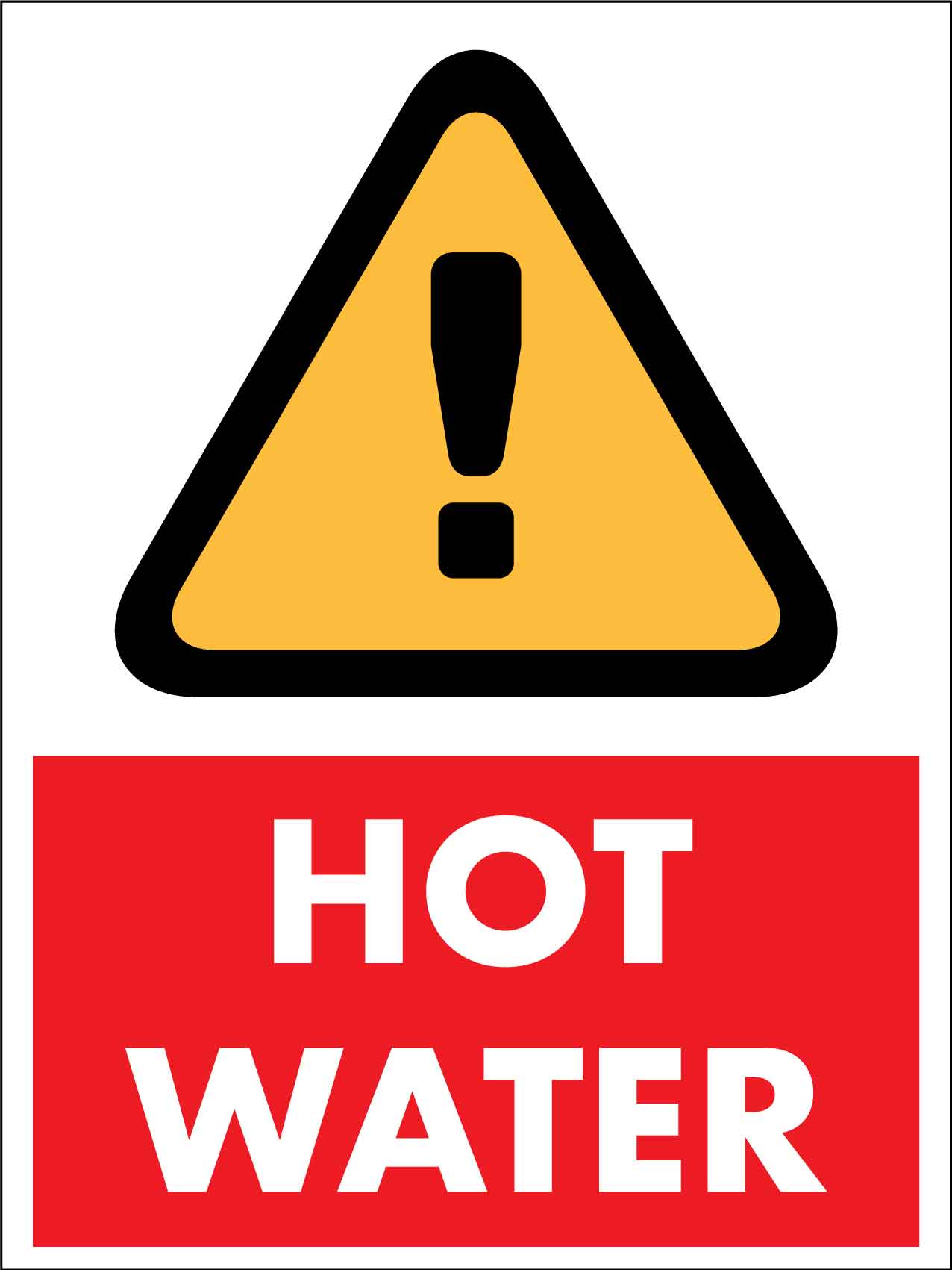 Caution Hot Water Red Sign - New Signs