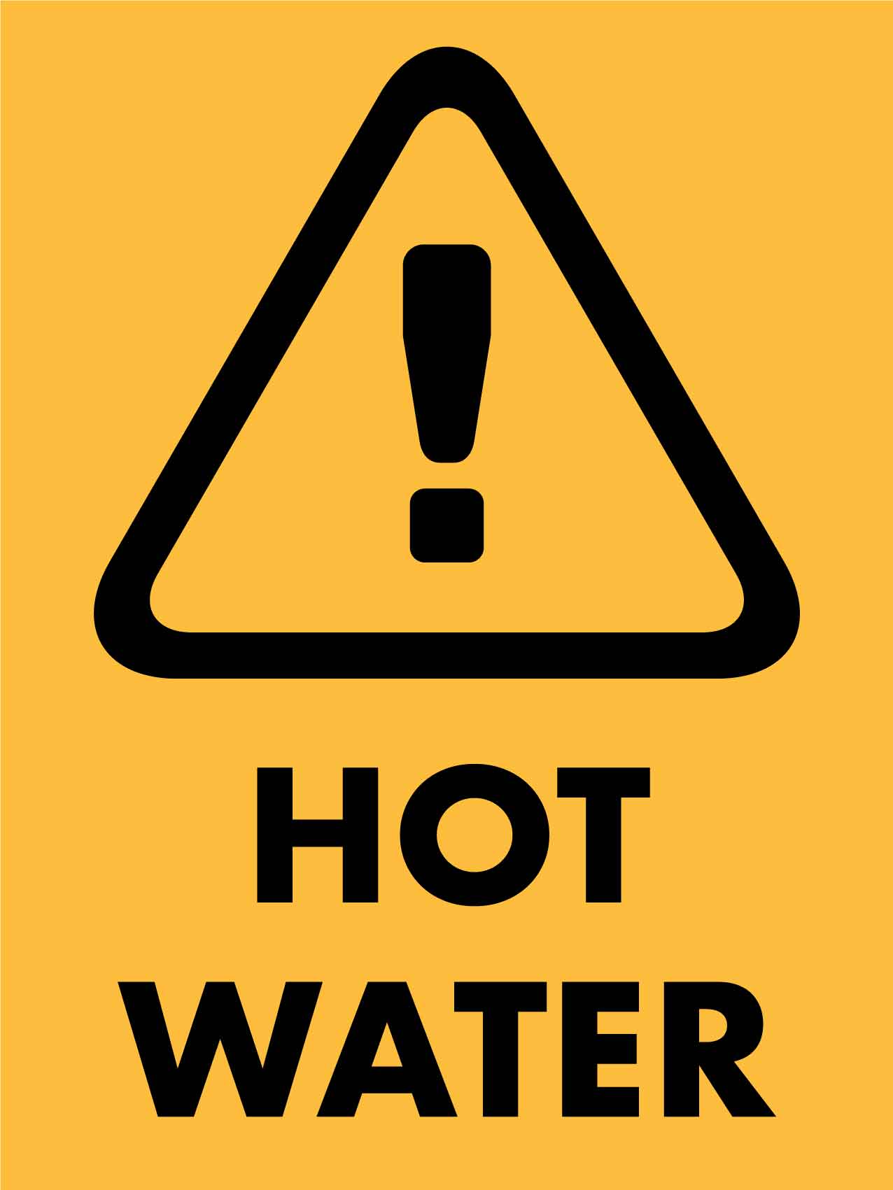 Caution Hot Water Sign - New Signs