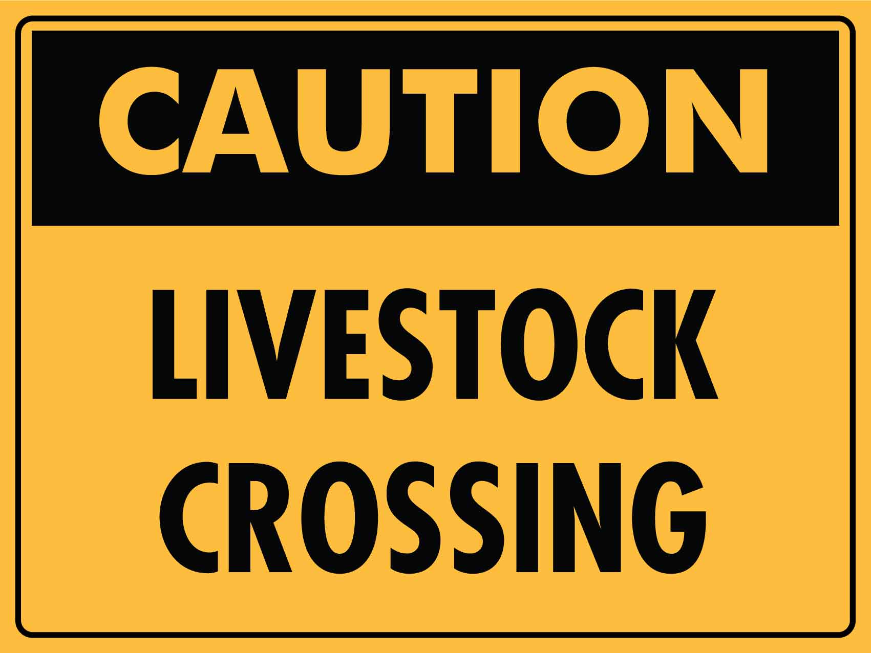 Caution Livestock Crossing Sign - New Signs