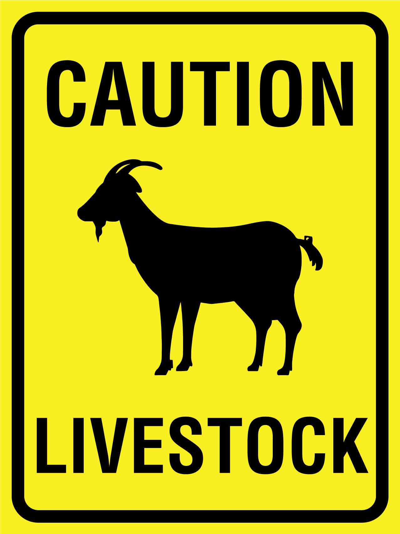 Caution Livestock Goat Bright Yellow - New Signs
