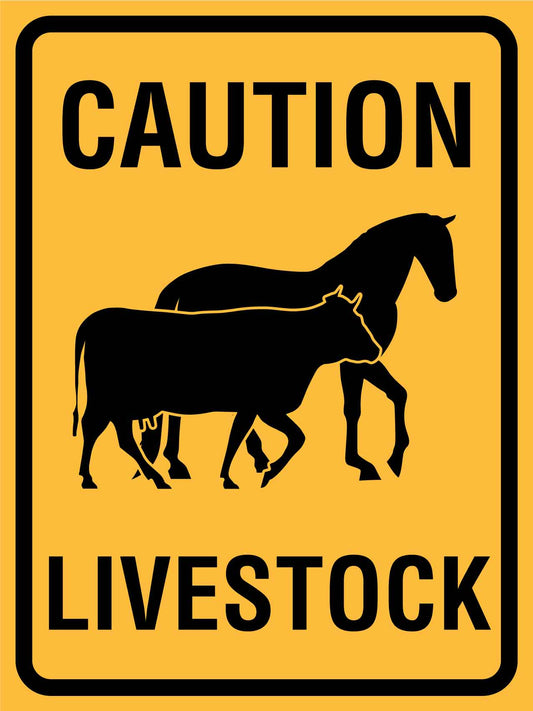 Caution Livestock Horse and Cow Sign - New Signs