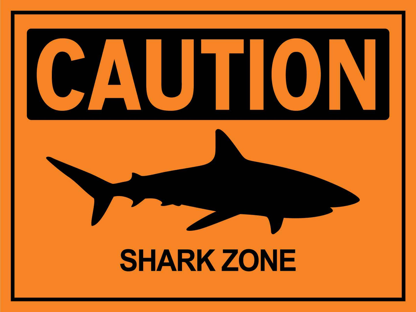 Caution Shark Zone Orange Sign - New Signs