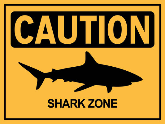 Caution Shark Zone Yellow Sign - New Signs