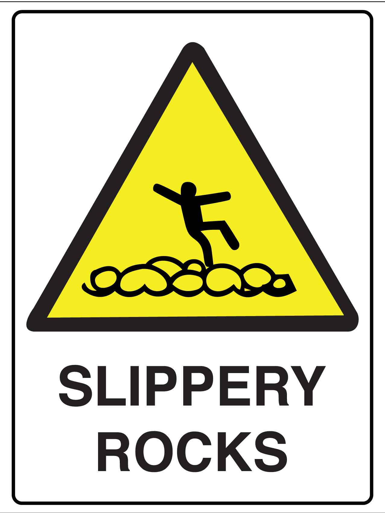 Caution Slippery Rocks Sign - New Signs