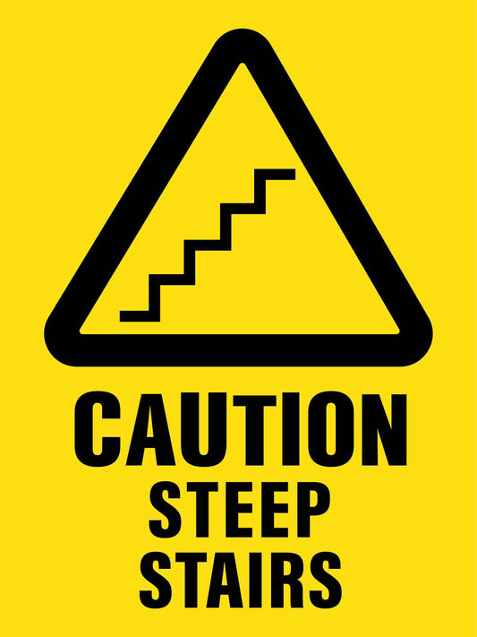 Caution Steep Stairs Sign - New Signs
