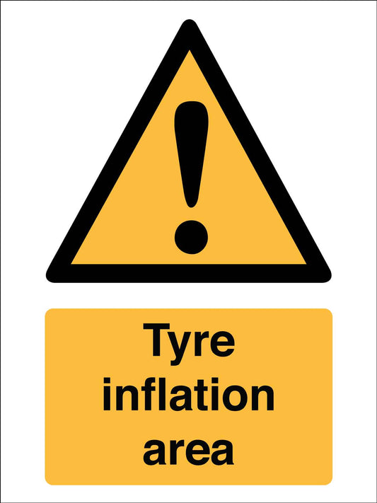 Caution Tyre Inflation Area Sign - New Signs