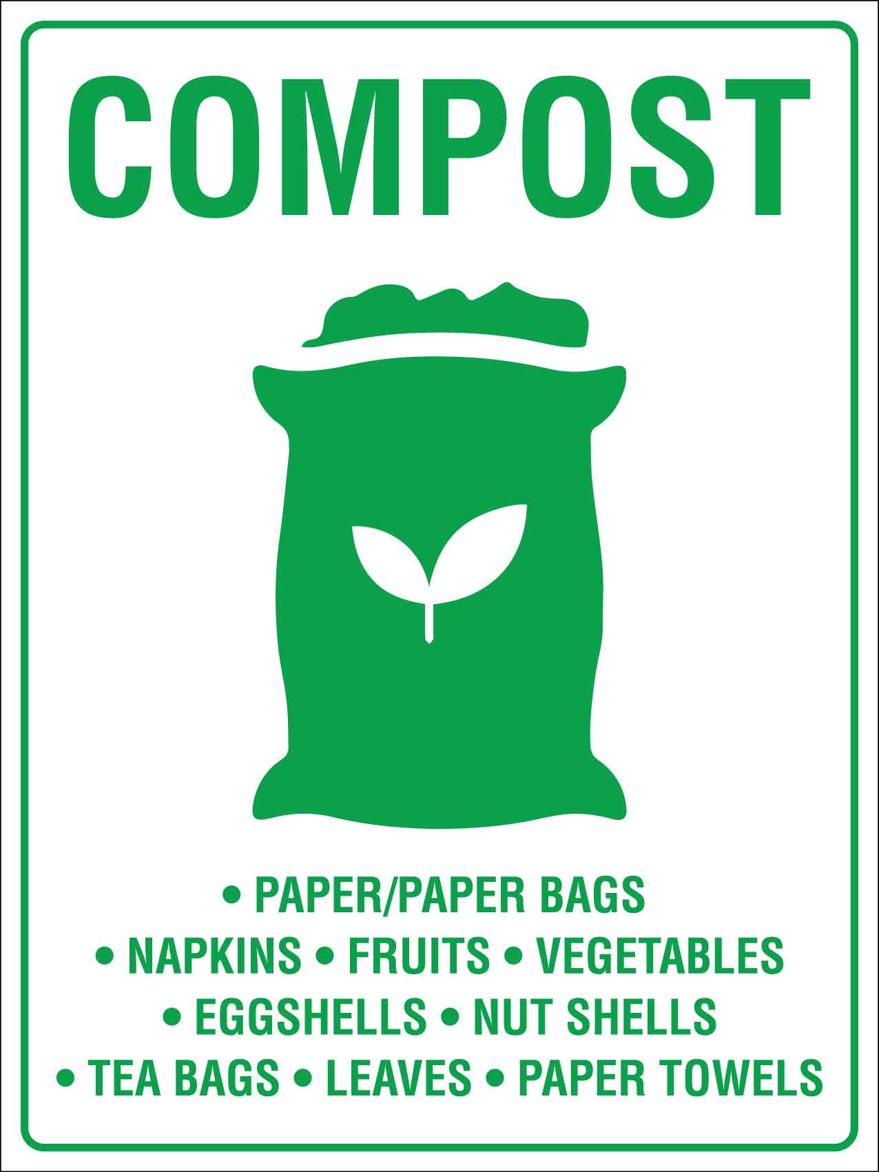 Compost Paper Paper Bags Sign - New Signs