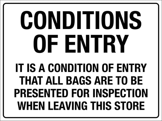 Conditions Of Entry Landscape Sign - New Signs