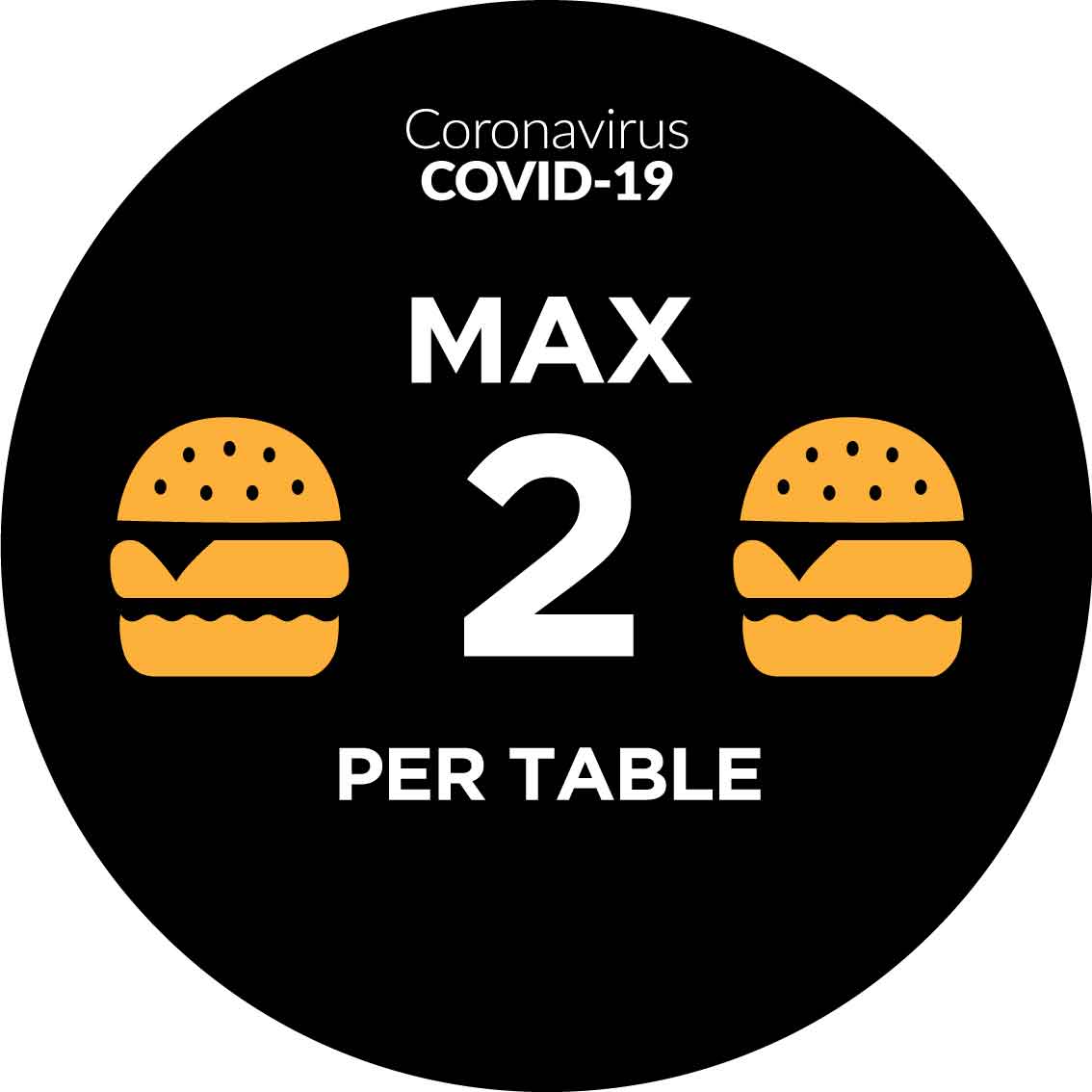 Covid Max 2 Per Table Decal - New Signs
