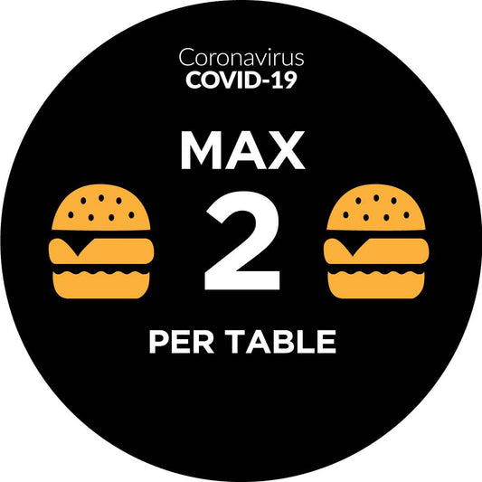 Covid Max 2 Per Table Decal - New Signs