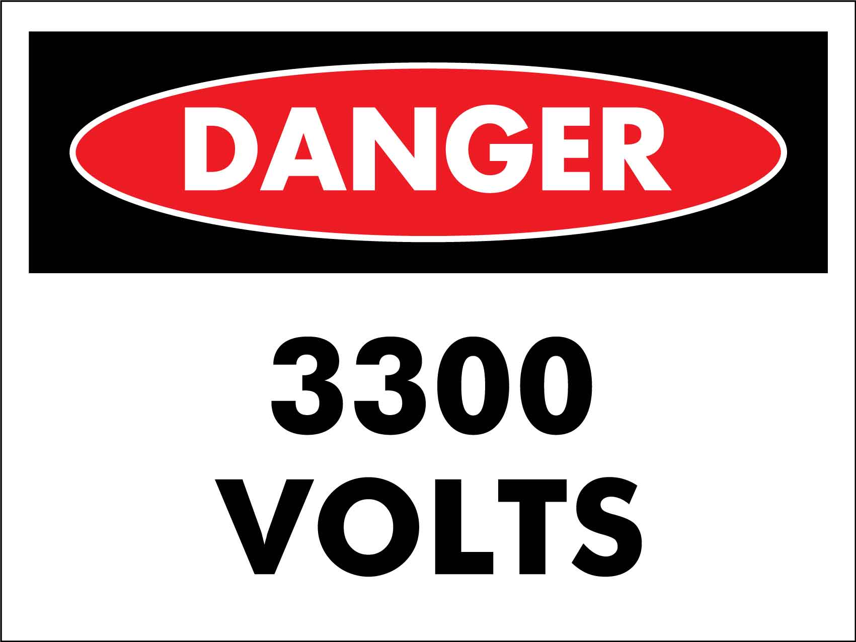 Danger 3300 Volts Sign - New Signs