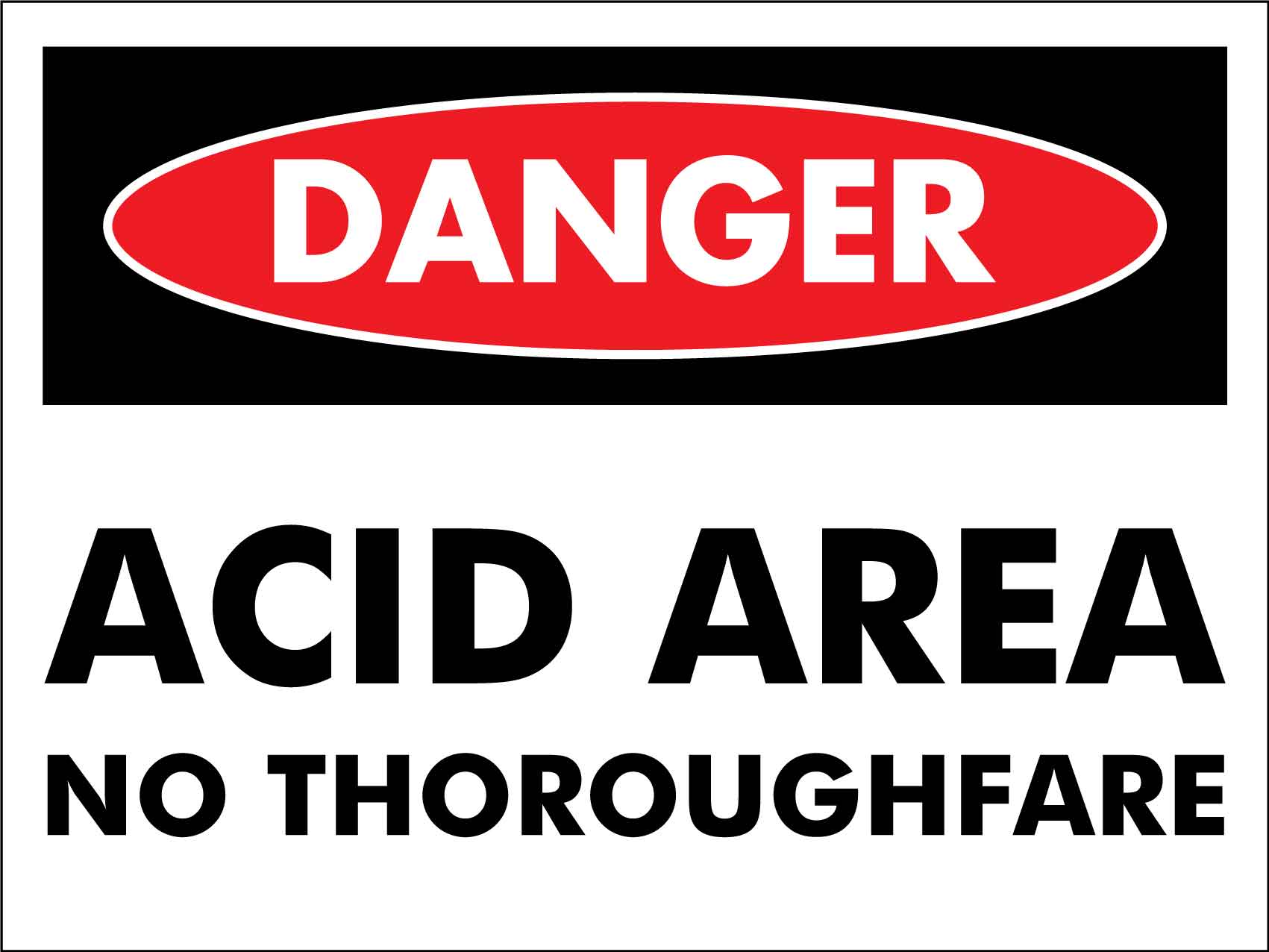 Danger Acid Area No Thoroughfare Sign - New Signs