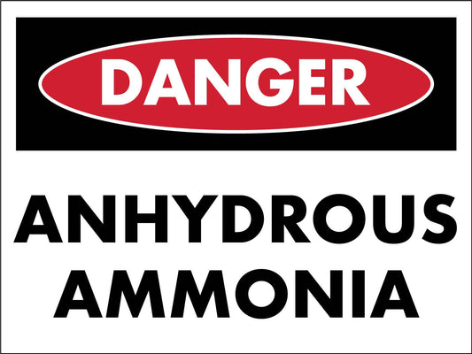 Danger Anhydrous Ammonia Sign - New Signs