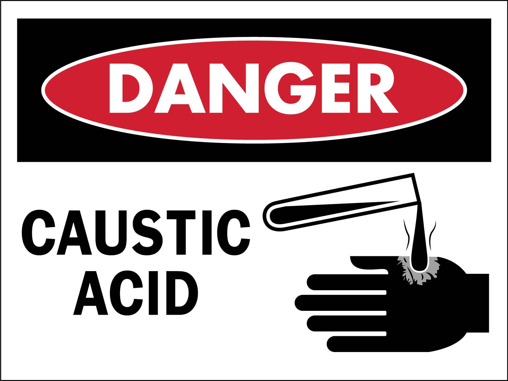 Danger Caustic Acid Symbol Sign - New Signs