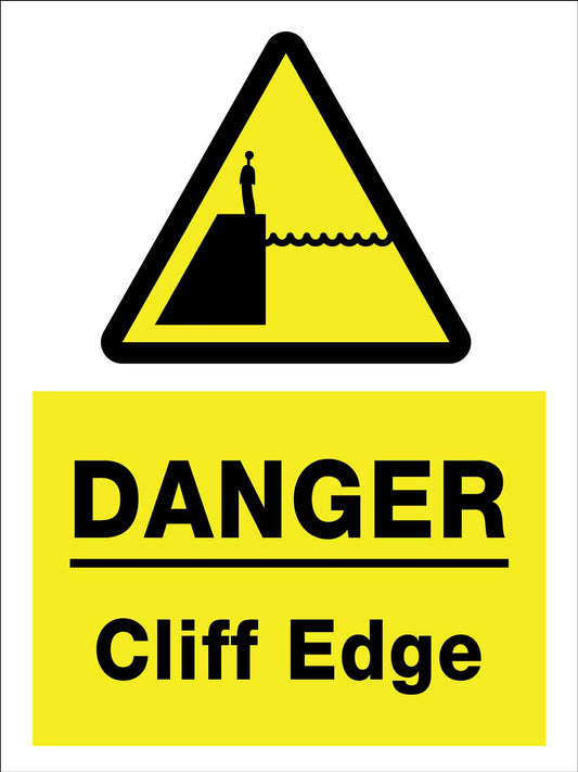 Danger Caution Cliff Edge Sign - New Signs