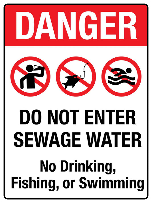 Danger Do Not Enter Sewage Sign - New Signs