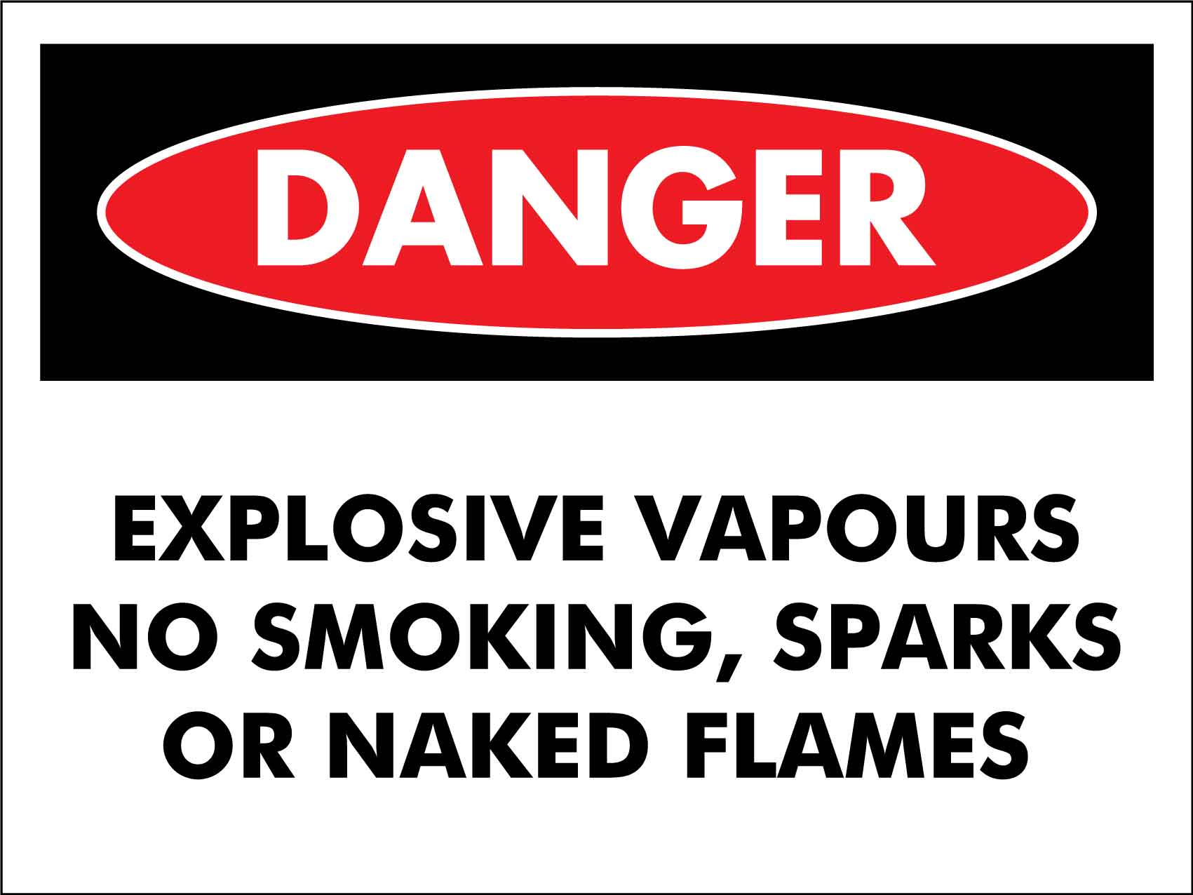 Danger Explosive Vapours No Smoking Sparks Or Naked Flames Sign - New Signs