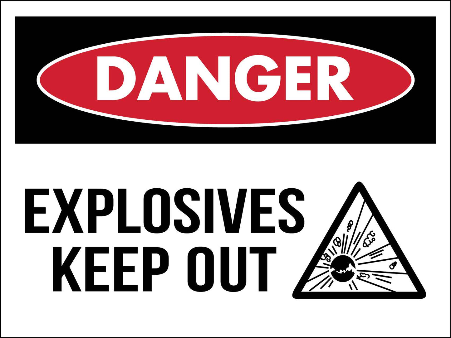 Danger Explosives Keep Out Symbol Sign - New Signs