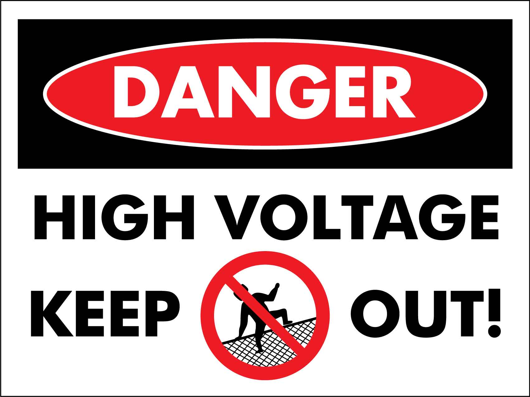 Danger High Voltage Keep Out Symbol Sign - New Signs