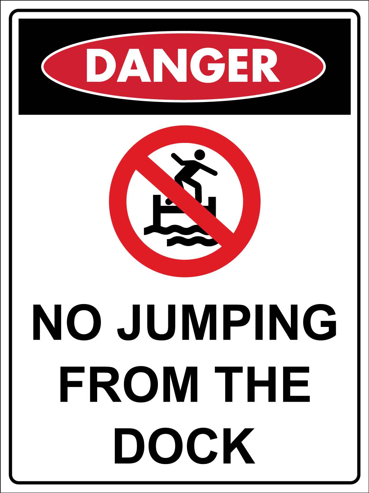 Danger No Jumping From the Dock Sign - New Signs