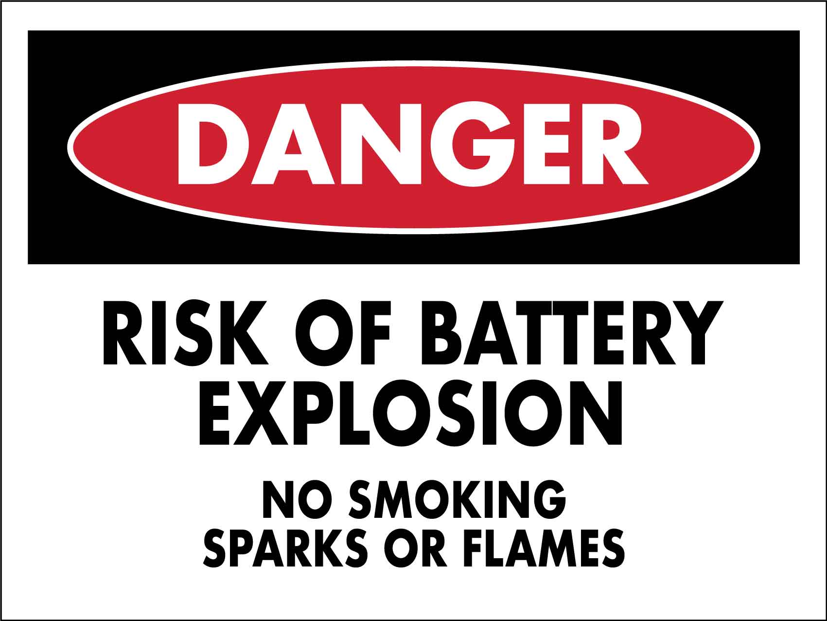 Danger Risk of Battery Explosion No Smoking Sign - New Signs