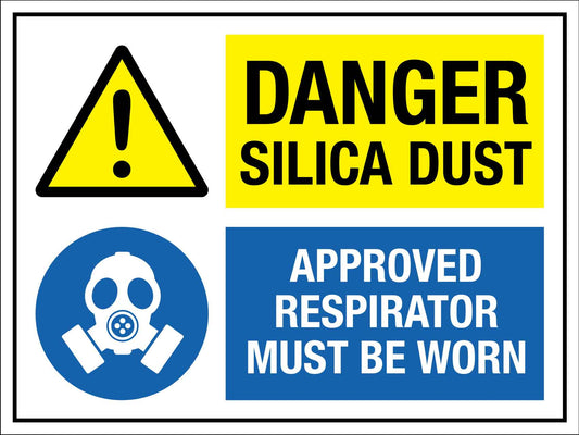 Danger Silica Dust Approved Respirator Sign - New Signs