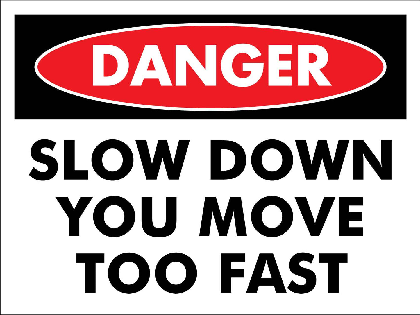 Danger Slow Down You Move Too Fast Sign - New Signs