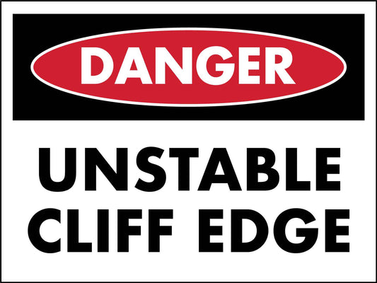 Danger Unstable Cliff Edge Sign - New Signs