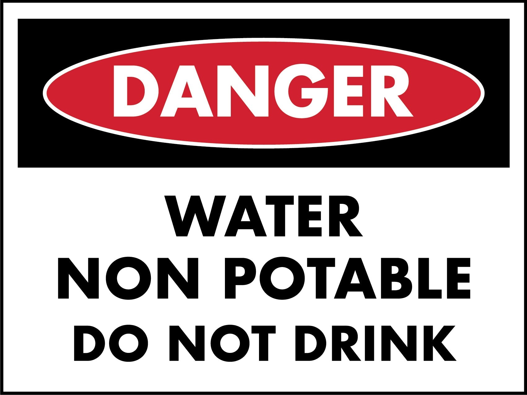 Danger Water Non Potable Do Not Drink Sign - New Signs