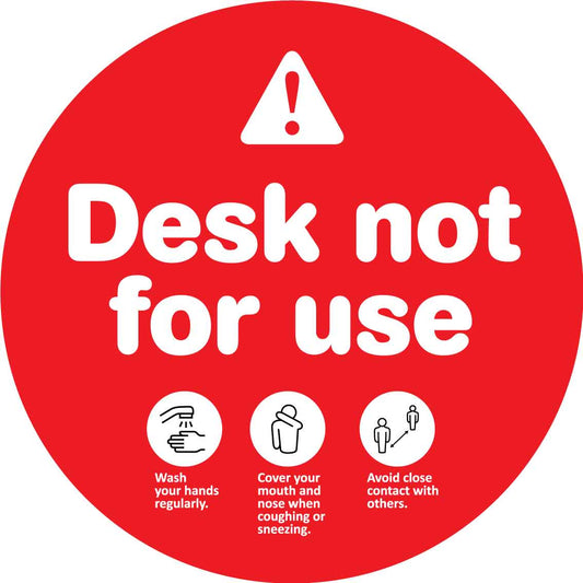 Desk Not For Use Decal - New Signs