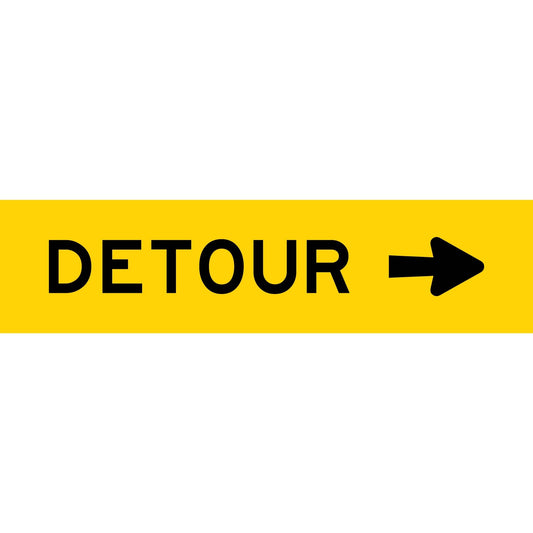 Detour (Arrow Right) Long Skinny Multi Message Traffic Sign - New Signs