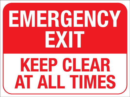 Emergency Exit Keep Clear At All Times Sign - New Signs