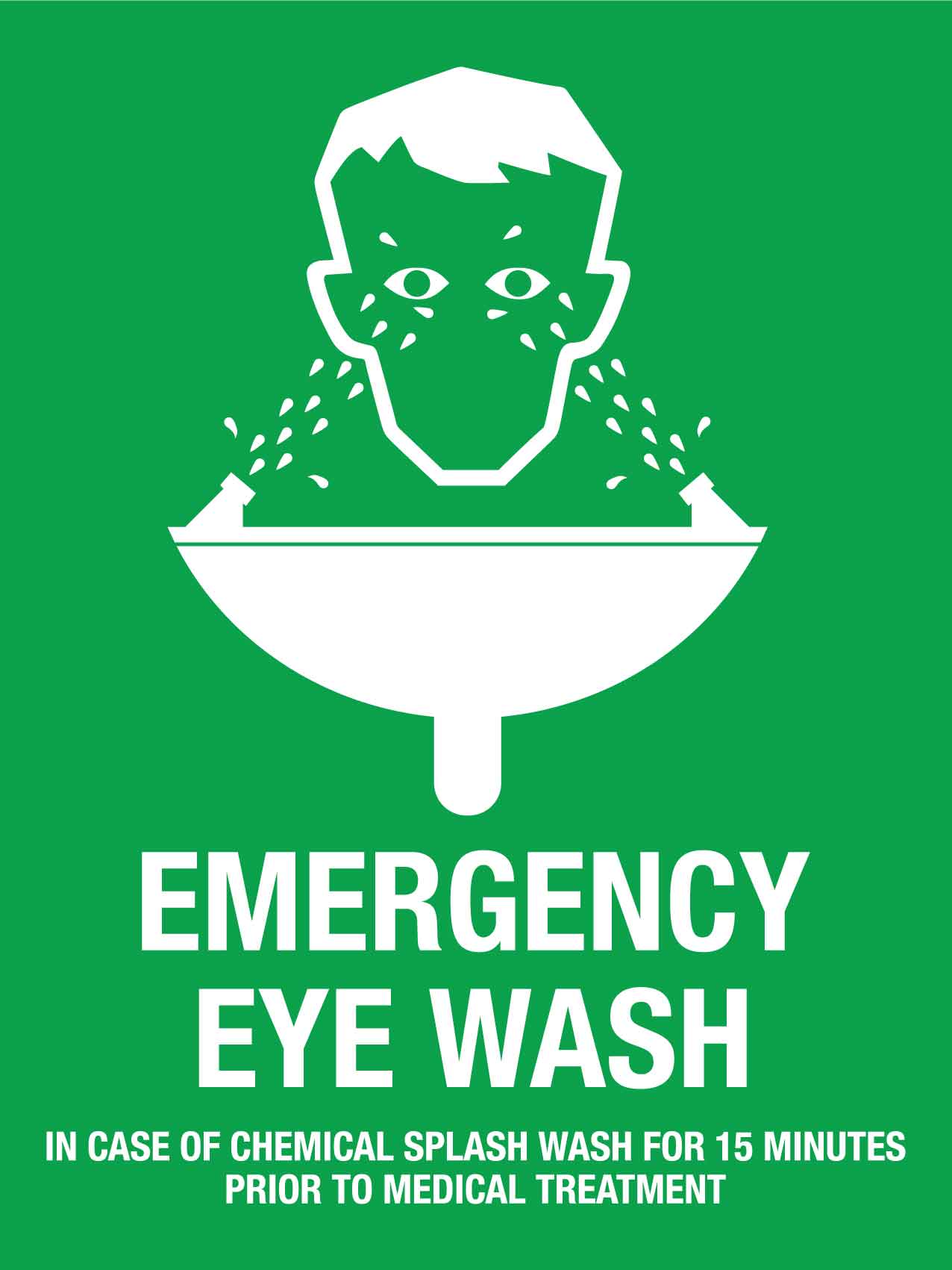 Emergency Eye Wash In Case Of Chemical Splash Sign – New Signs
