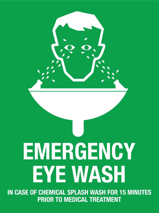 Emergency Eye Wash In Case Of Chemical Splash Sign - New Signs