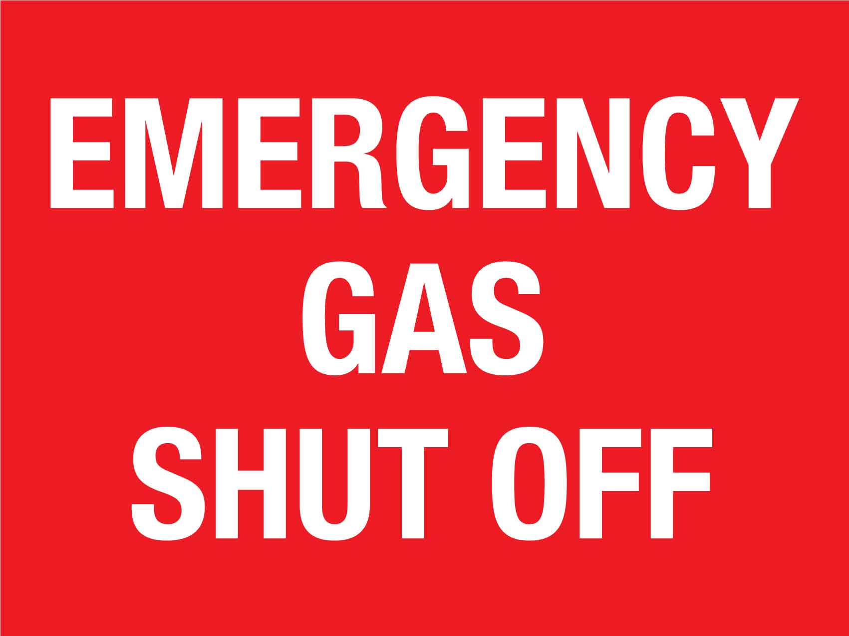 Emergency Gas Shut Off Sign - New Signs
