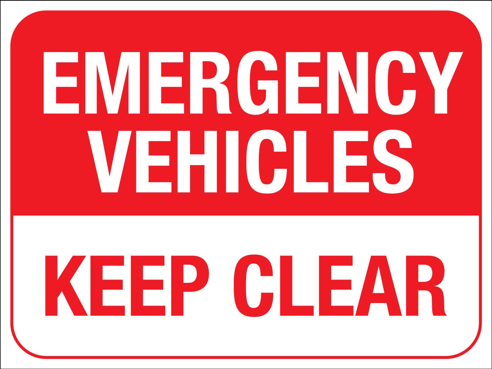 Emergency Vehicles Keep Clear Sign - New Signs