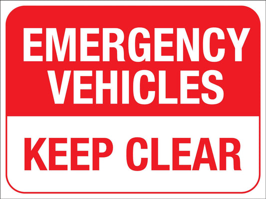 Emergency Vehicles Keep Clear Sign - New Signs