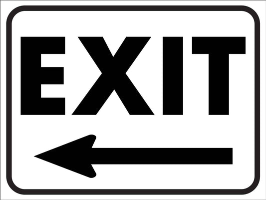 Exit Black and White (Left Arrow) Sign - New Signs
