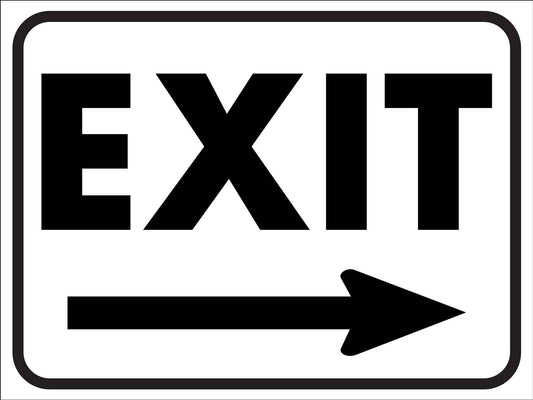 Exit Black and White (Right Arrow) Sign - New Signs