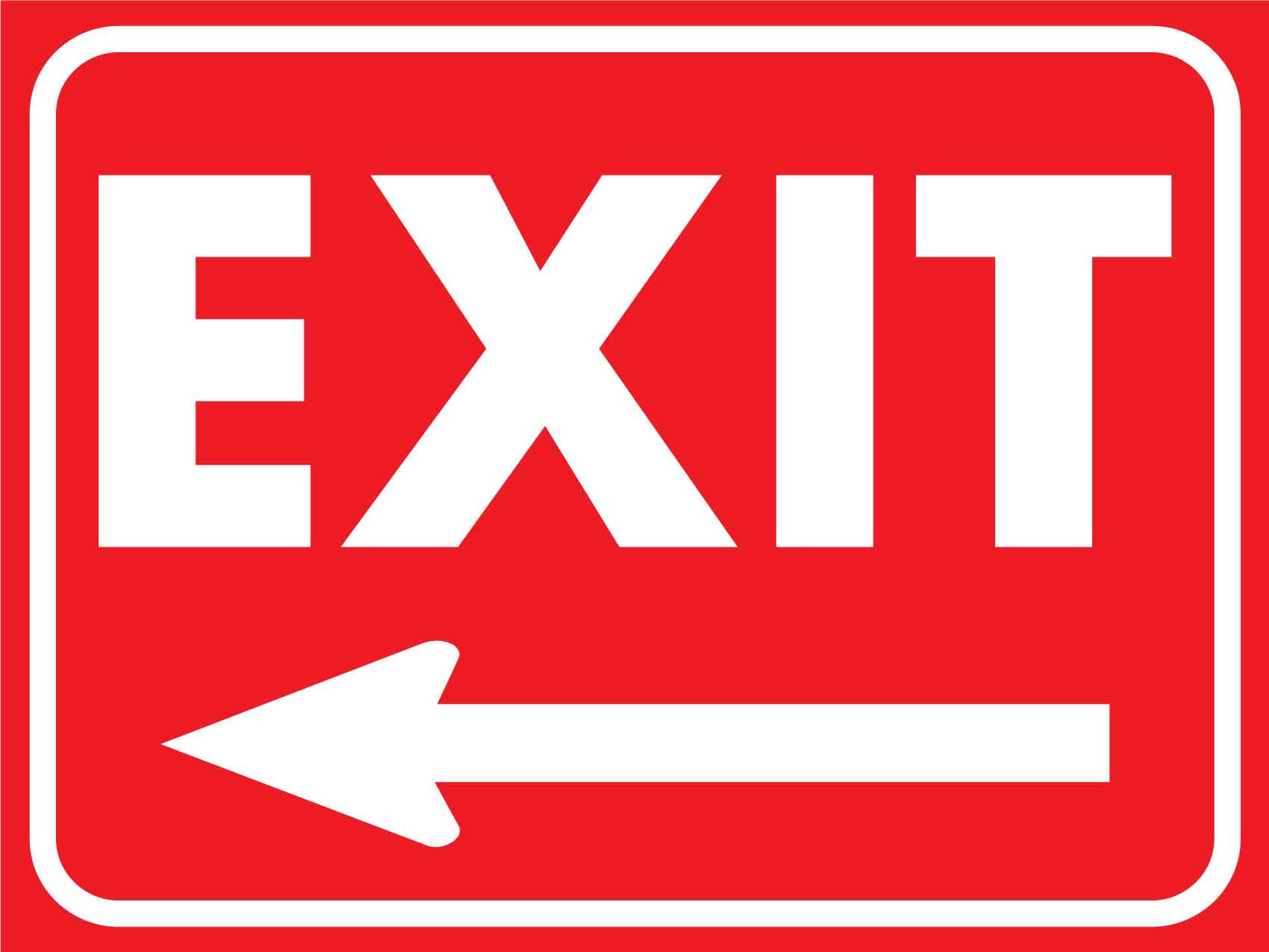 Exit Red (Left Arrow) Sign - New Signs