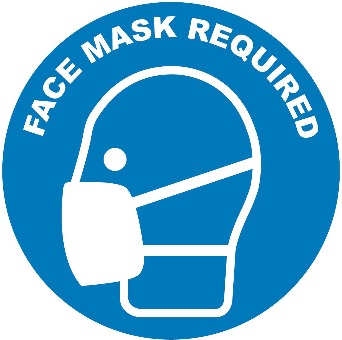 Face Mask Required Symbol Blue Decal - New Signs
