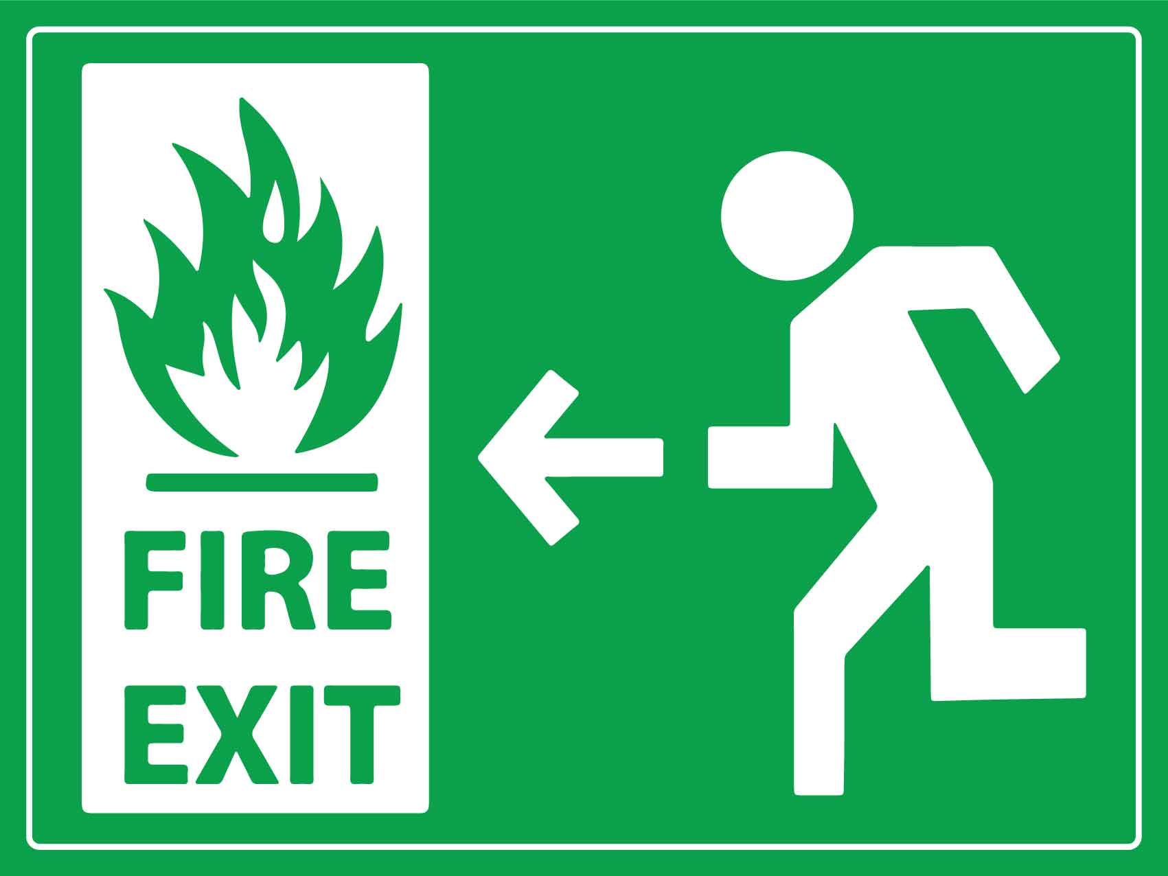 Fire Exit Running Man (Left Arrow) Sign - New Signs