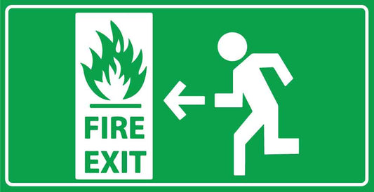 Fire Exit Running Man (Left Arrow) Small Sign - New Signs