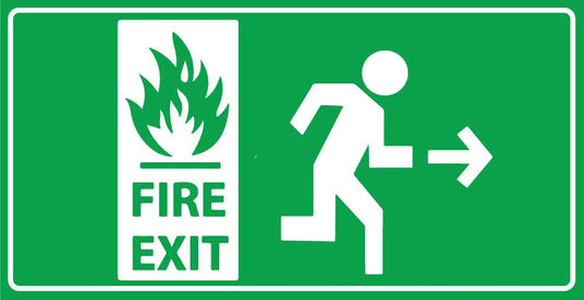 Fire Exit Running Man (Right Arrow) Small Sign - New Signs