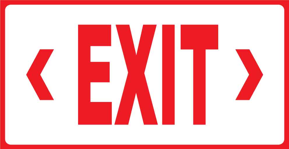 Fire Exit White with Icon Small Sign - New Signs